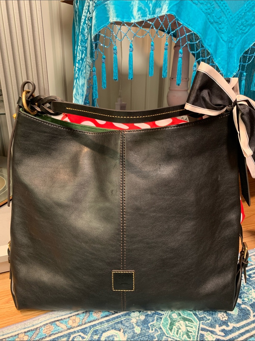 Dooney & Bourke twist sac Black Leather Shoulder Bag Florentine NEW qvc